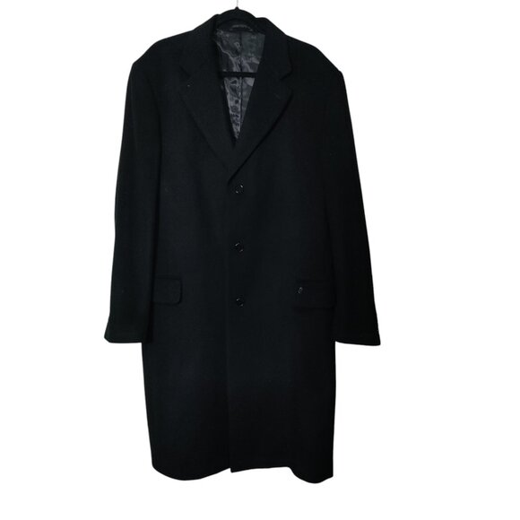 Pierre Cardin Size 56R US XXL‎ Wool Blend Black Men Coat Long Crotti Di Fabio - Picture 1 of 8